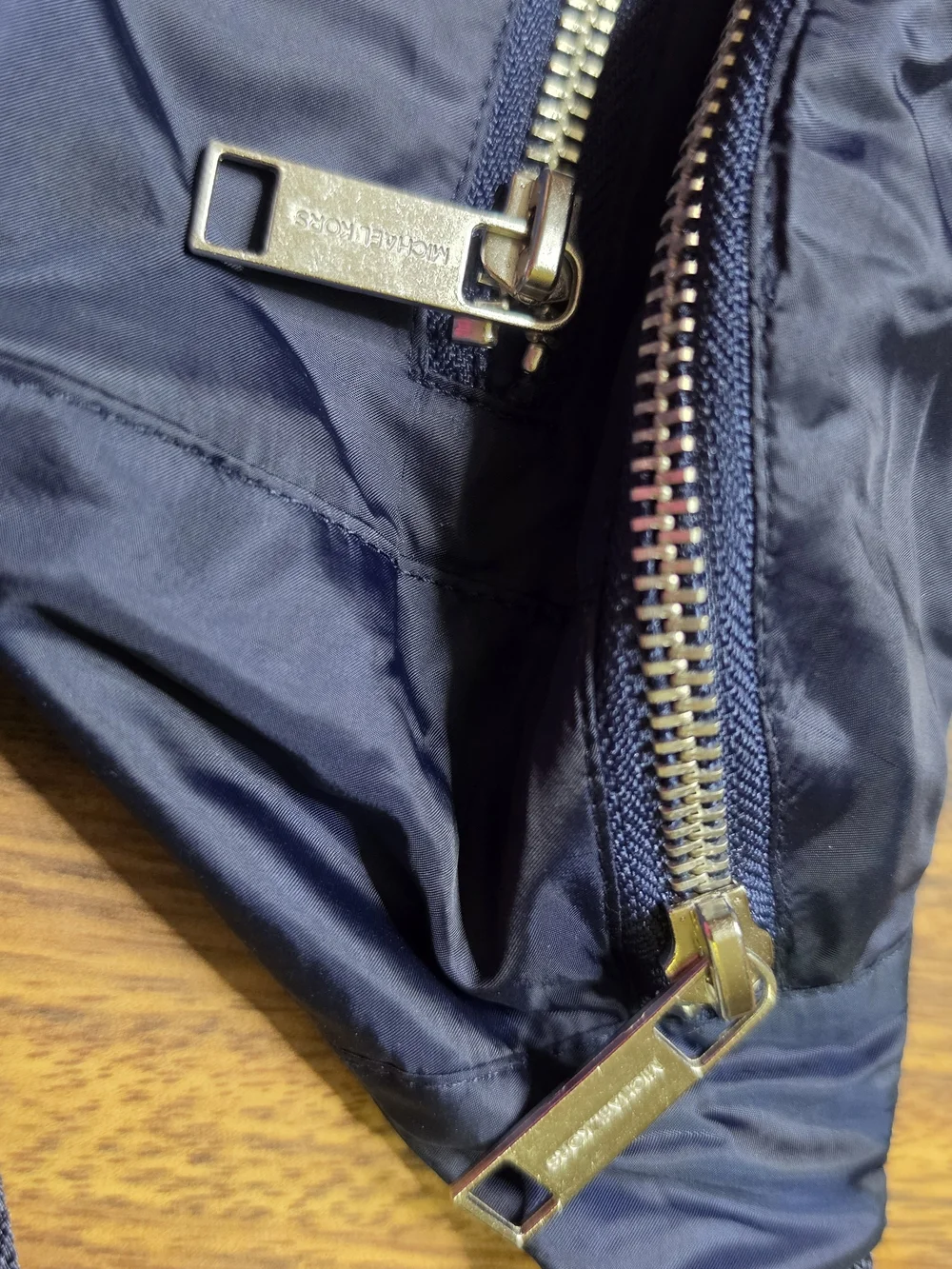 Michael Kors Navy Blue Nylon Crossbody Belt Bag Fanny Pack Silver Buckle